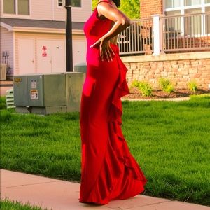 Red Bow Tie Prom Gown